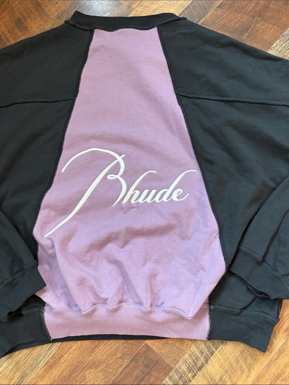 Rhude Made in USA Oversized Crewneck Sweatshirt Black Purple Size Small